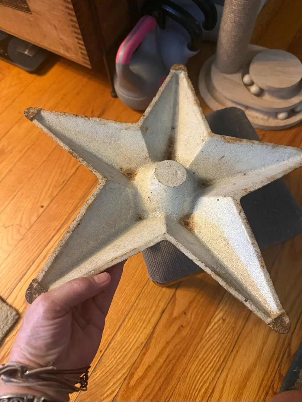 vintage star tree stand 1950s Mitee Mfg Inc St  WHITE  Rustic